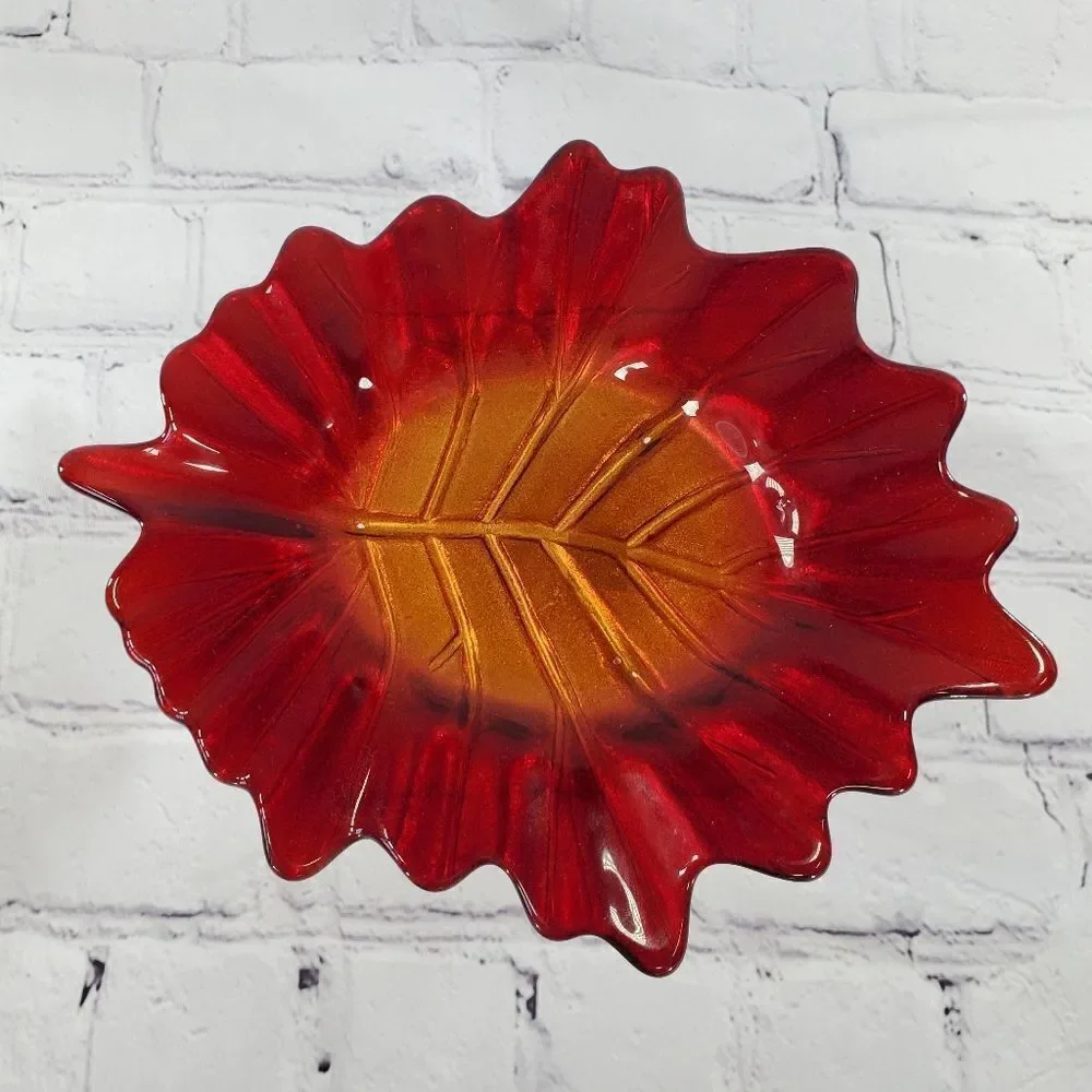 🩵Partylite Red & Gold Indian Summer Pillar Candle Tray - Picture 10 of 10